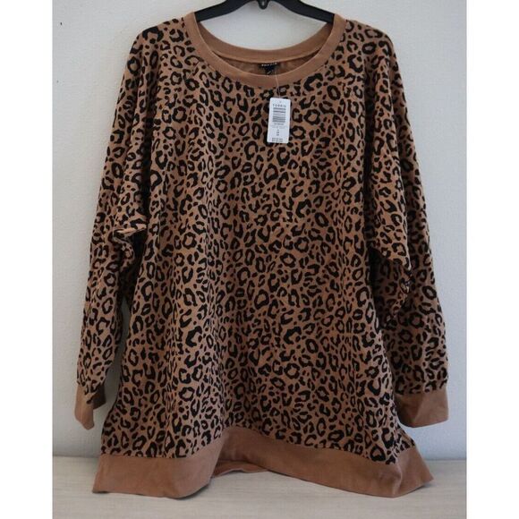 Torrid Women's Sz 4 Leopard Print Ultra Soft Fleece Raglan L/S Sweatshirt - Picture 1 of 8